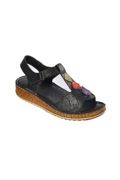 

sandals 21302 black women genuine leather
