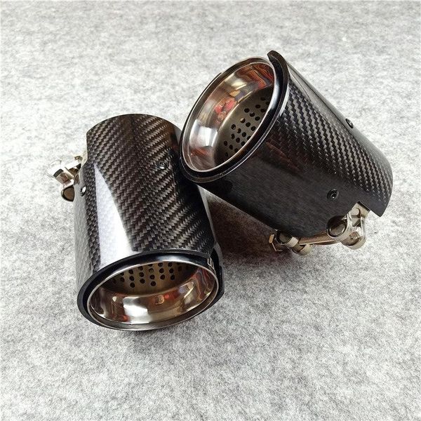

motorcycle exhaust system 1 piece in 60mm out 92mm glossy carbon fiber end pipe with m performance for car rear muffler tips