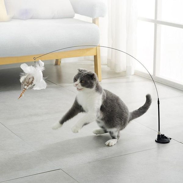 

cat toys hands interactive toy feather with bell sucker funny stick for kitten playing teaser wand simulation birds