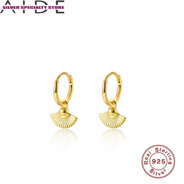 

hoop & huggie aide personality shell earrings for women 925 silver fashionable jewelry zircon pendientes brincos aretes, Golden;silver