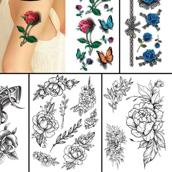 

temporary tattoos 12pcs tattoo sticker flower set men and women waterproof half arm