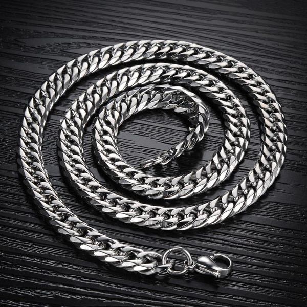 

chains punk stainless steel necklace for men women cuban link chain chokers minimalist choker, Silver