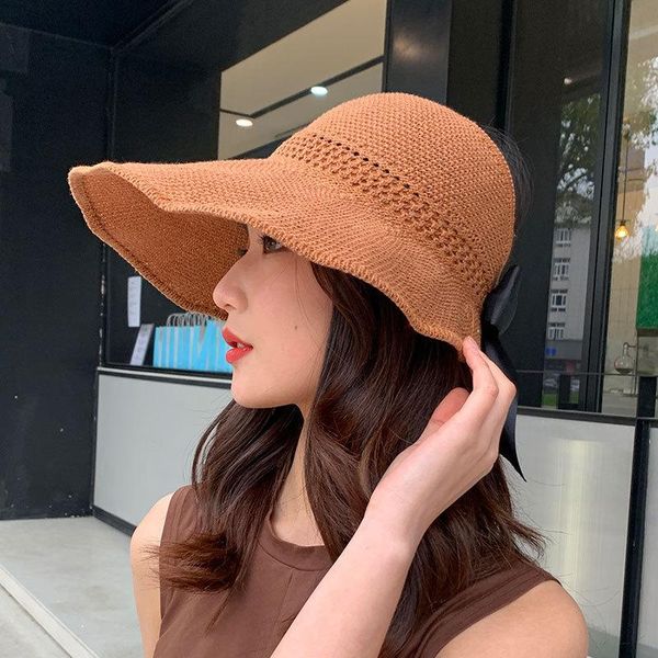 

wide brim hats canze women summer korean straw hat sun protection naked outdoor beach fisher, Blue;gray