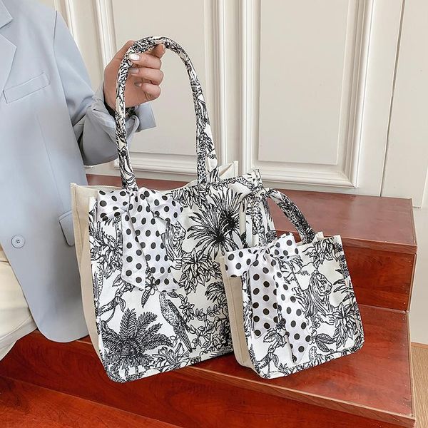 

evening bags large capacity women handbags 2021 shoulder fashion crossbody bag printed shopping tote canvas bolsas feminina