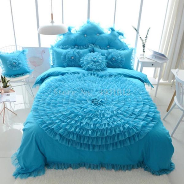 

bedding sets korean lace flower princess wedding white duvet cover bedspreads bed skirt pillowcases cotton home textile set luxury