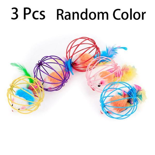 

cat toys 3pcs interactive toy feather bell ball mouse cage colorful teaser