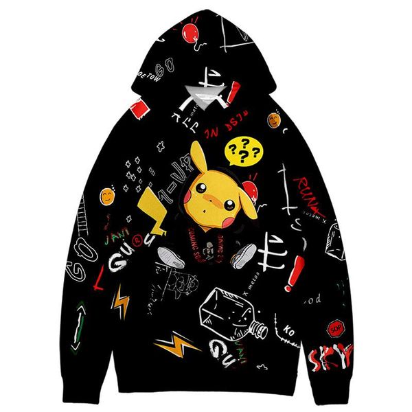 

men's hoodies & sweatshirts spring and autumn boys girls anime cute printed sweatshirt men women fashion street cartoon pullover 2021 h, Black