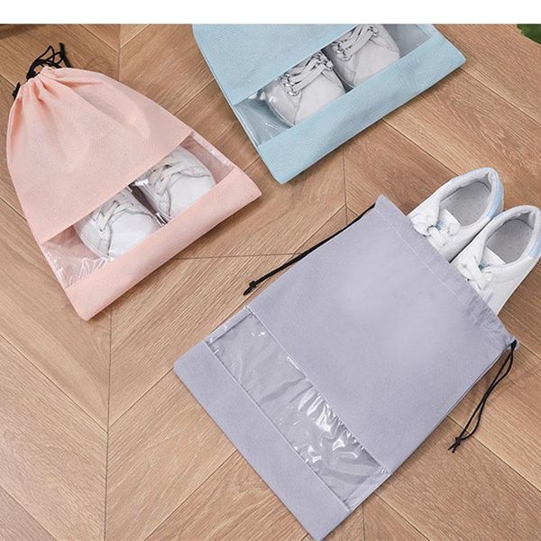 

travel non-woven shoe bag with beam-end style and zipper storage dustproof portable function prevent smudging bags
