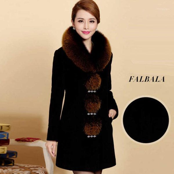 

women coat outerwear winter clothing fashion warm woolen blends female elegant women's wool &, Black
