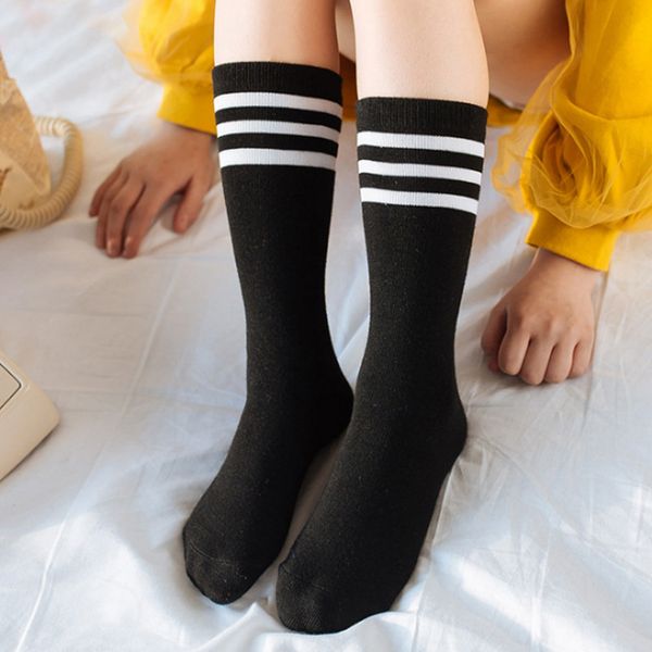 

western region fairy tale school uniform stockings white striped socks middle tube socks culottes, Pink;yellow