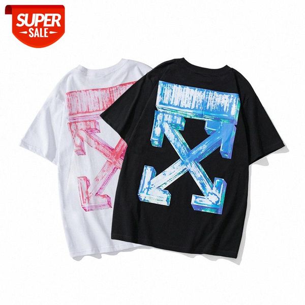 

off european and american tide brand short-sleeved t-shirt ow spring summer youth cotton loose arrow men women couple bottoming shirt #lm9m, White;black