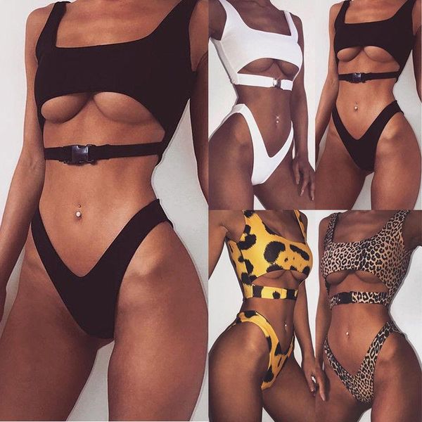 

women's swimwear 2021 est women leopard swimming costume padded one piece swimsuit push up monokini ky, White;black