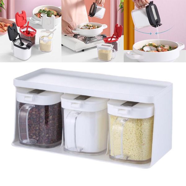 

storage bottles & jars three-piece seasoning box plastic candy fruit basket grain transparent sealed multi-capacity kitchen supplies