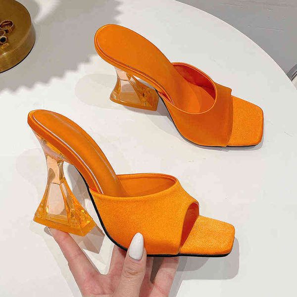 

slippers women clear high heels outdoor casual summer pvc transparent sandals party shoes green pink orange 220308, Black