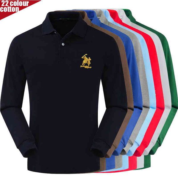 

men's long sve polo, high-quality 3d patch shirt, 100% cotton, casual, novel 2020, White;black