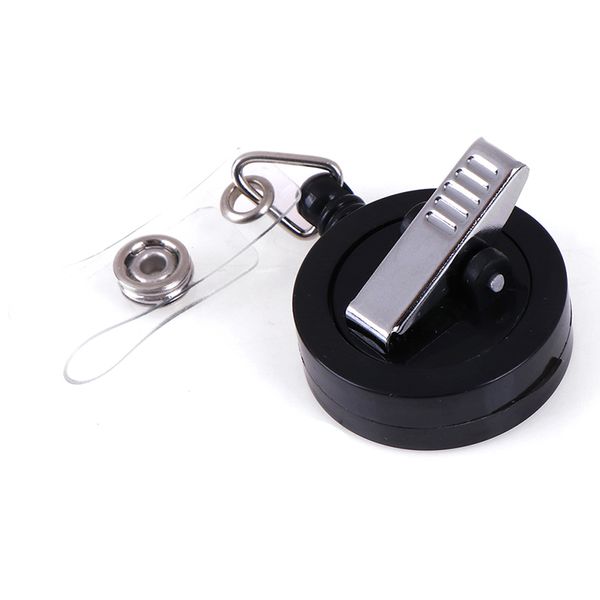 

retractable pull chain reel id card badge keychain holder recoil belt clip, Silver