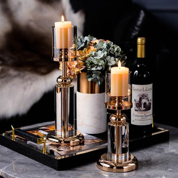 

candle holders european style holder metal crystal simple modern dining table golden portavelas home decoration eb5zt