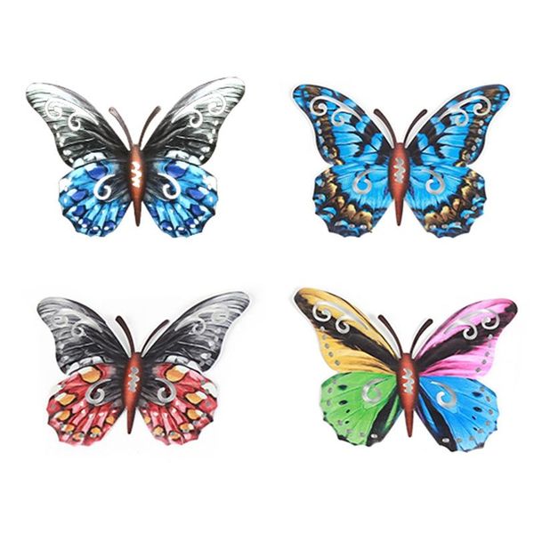 

wall stickers 4pcs metal butterfly decor outdoor indoor art sculpture hanging decoration wrought iron ornament