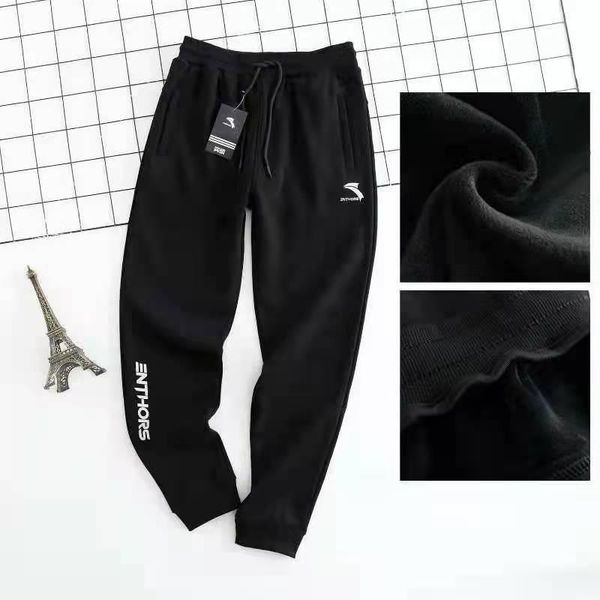 

men's pants men 6xl big size plus velvet warm sport winter thickl fleece sweat outdoor thermal thicktrousers, Black