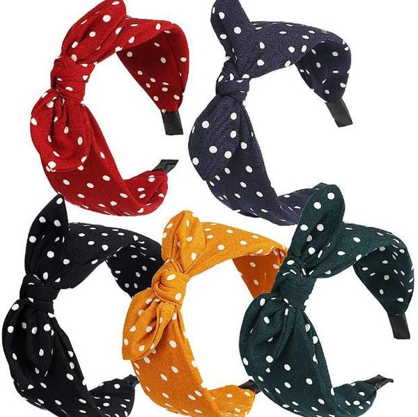 

2021 rabbit ears hairbands polka dot bezel hair hoop for women knot hair bow headband fashion hair accessories, Slivery;white
