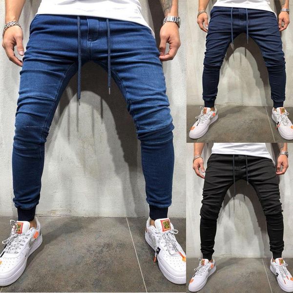 

men's jeans mens slim trousers for blue denim pants jogging pencil casual high street hip-hop fashion cowboy classic clothing men
