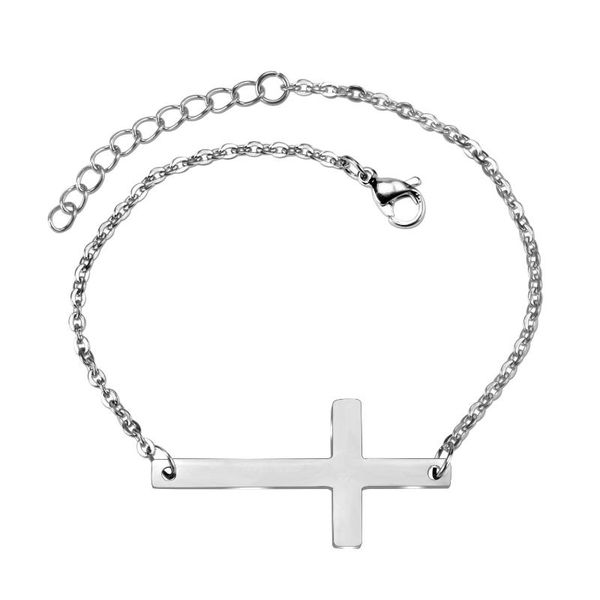 

charm bracelets 100% stainless steel cross charms bracelet for men women trendy jewelry classic color christian, Golden;silver