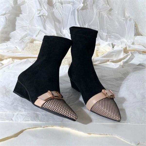 

boots wedge ankle women's winter pointed toe bowtie dress shoes sweet girls pink black short