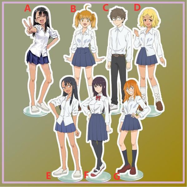 

keychains anime stand ijiranaide nagatoro-san yoshi hachiouji naoto nagatoro hayase acrylic figure display deskdecoration 15cm, Silver
