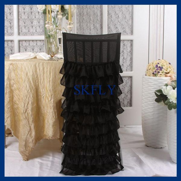 

chair covers ch029e beautiful 2021 skfly ruffled black layerd chiffon cover