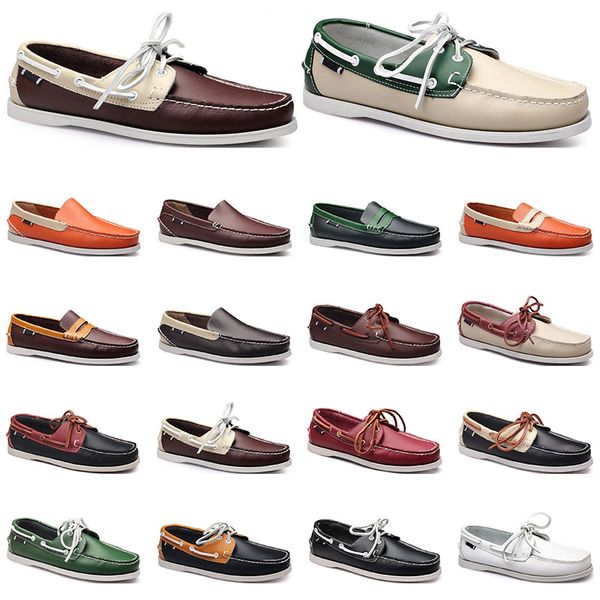 

182 womens sneakers sailing shoe mens casual leather shoes black white red green orange brown outdoor trainers size 38-45