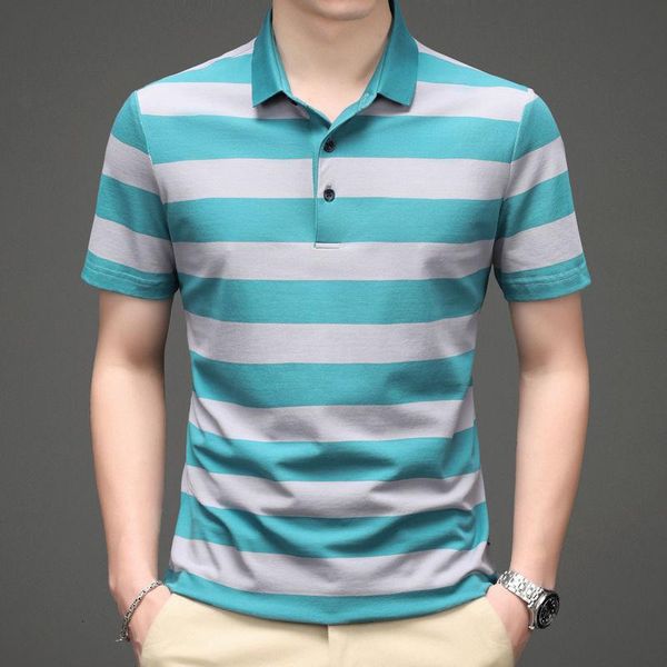 

men's t-shirts striped short sleeve summer fashion t-shirt 2021 business leisure office movement package mail loose lapel, White;black