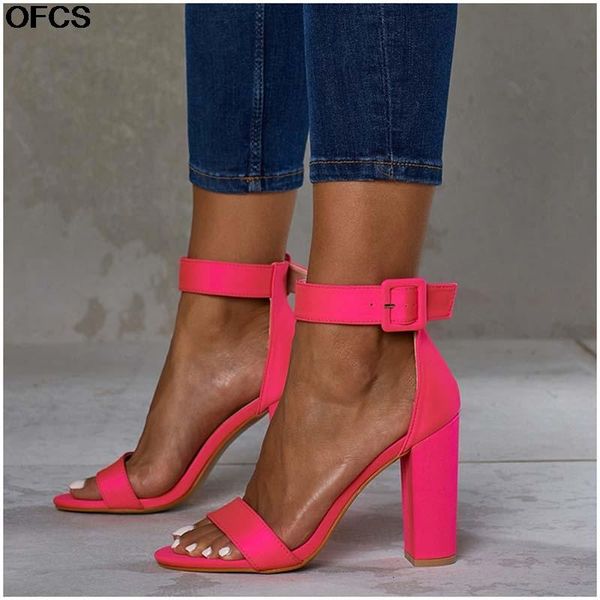 

high heel women sandals summer fluorescent green peep toe buckle strap ankle-wrap ladies casual shoes, Black