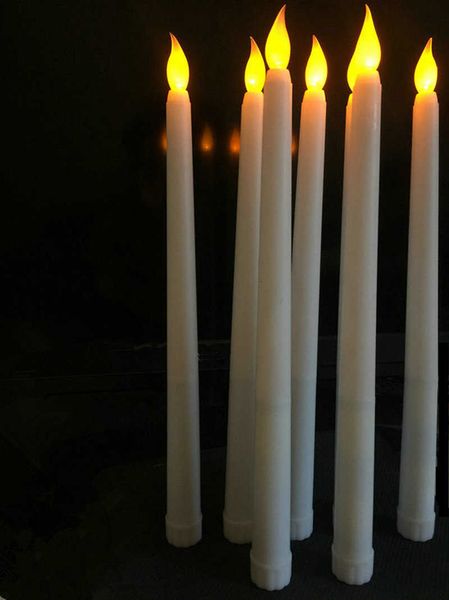 50 Stück batteriebetriebene, flackernde, flammenlose, elfenbeinfarbene Kegelkerzenlampe, Kerzenhalter für Weihnachten, Hochzeit, Tisch, Zuhause, Kirche, Dekoration, 28 cm (H), SH190924