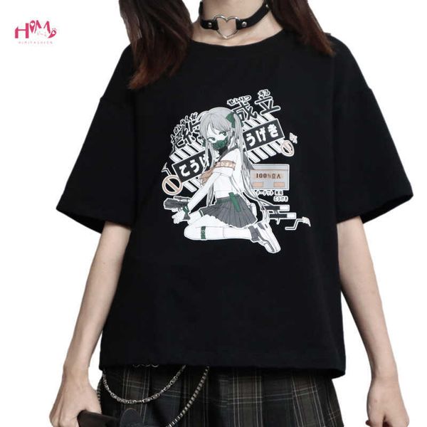 

women's t-shirt cute fashion anime t shirts women harajuku punk kawaii girls white 2021 gothic aesthetic printing graphic bla
