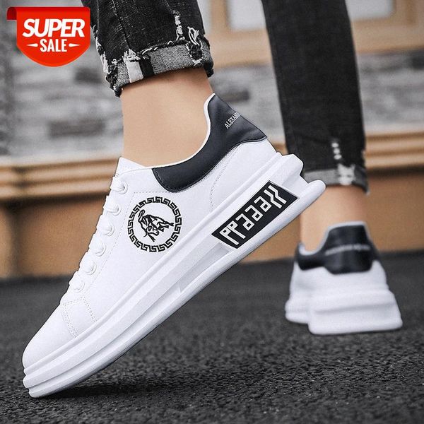 

summer men's shoes korean version of low-sponge cake thick-soled small white board lightweight sports and leisure #uf3q