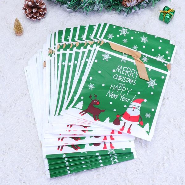 

50pcs christmas cartoon cookie bags santa and elk drawstring bag self-sealing candy pouch for party gift wrap