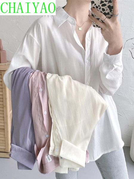

women's blouses & shirts summer thin white shirt loose and versatile long sleeve cardigan small women sunscreen french