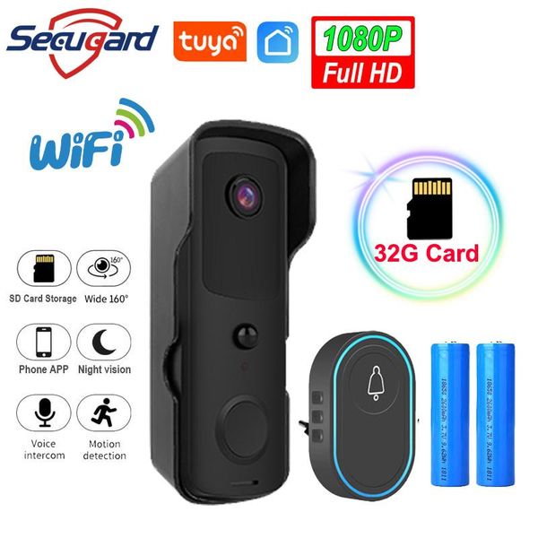

wifi 1080p hd video doorbell outdoor waterproof camera door bell intercom app remote monitoring ir motion detection alarm doorbells