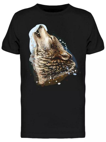 

a howling wolf. tee men's -image by shutterstock, White;black