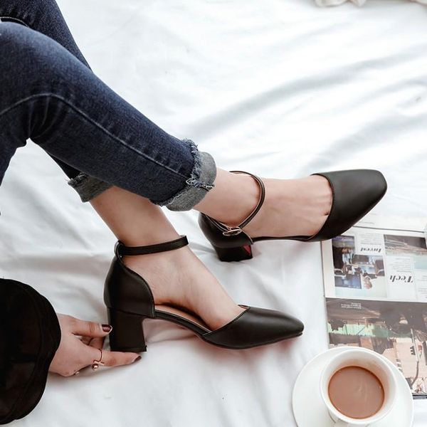 

dress shoes big size 11 12 13 14 15 16 17 high heels sandals women woman summer ladies squarehead cingulate thick with, Black
