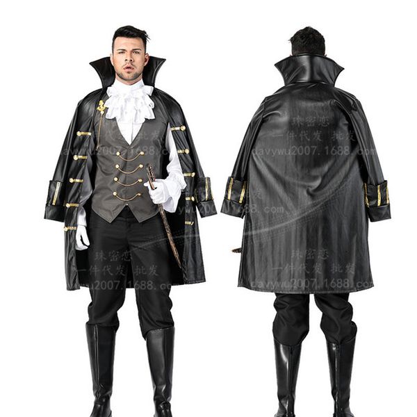 

1 halloween men's vampire role-playing clothes in cloak with cape suit vampire masquerade prom clothes_rw, Black;red