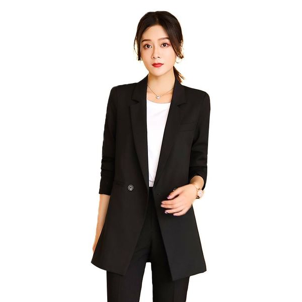 

women blazer long-sleeved black coat jacket solid color slim lady office work suit long sleeve women's suits & blazers, White;black