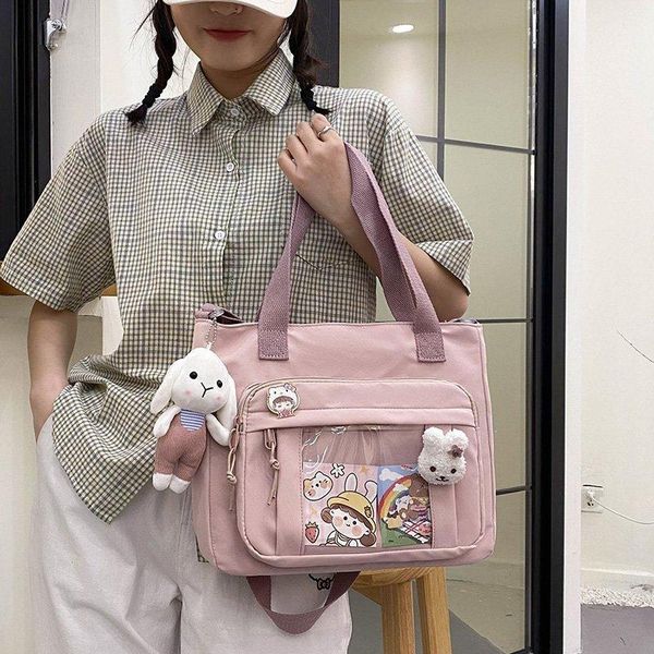 

evening bags kawaii women shoulder bag crossbody shopping teenage girls student bookbag handbags casual tote with transparent pocket