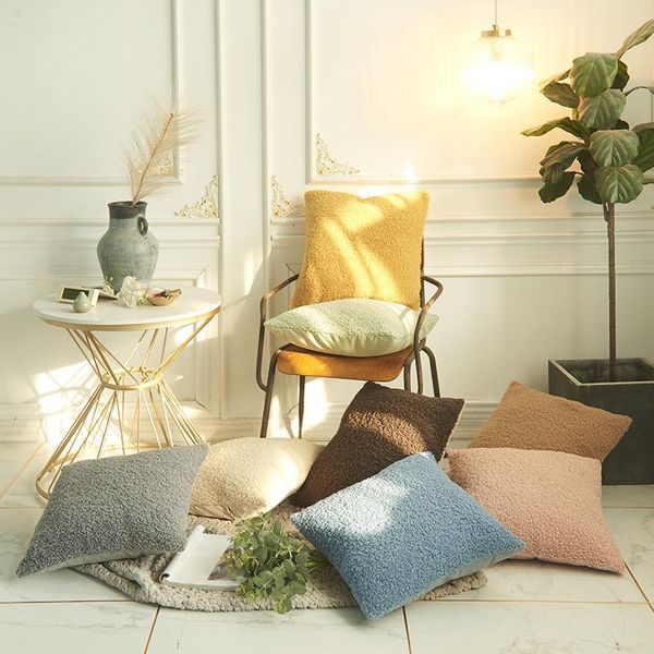 

pillow case 1pc soft velvet square plush throw cushion cover white luxury home supplies
