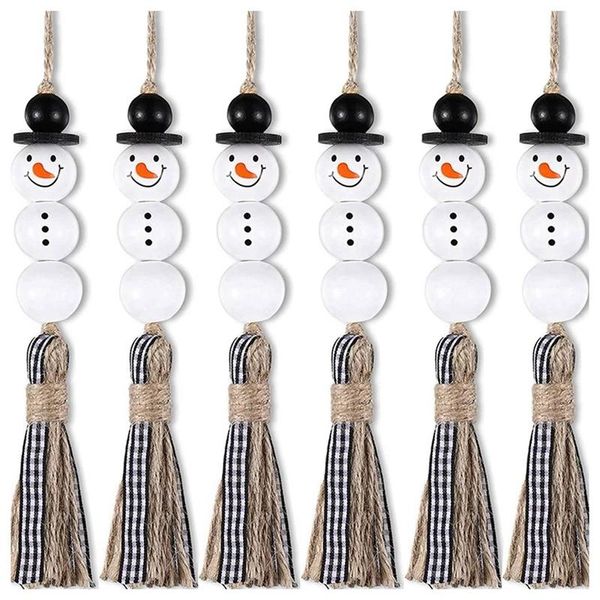 

other snowman bead garland christmas tree ornaments xmas wooden farmhouse rustic hanging plaid tassel