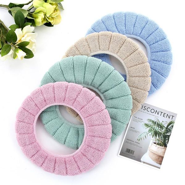 

1pcs pumpkin pattern toilet cover cushion winter warm plush mat o-shape solid color thicken cushions towel