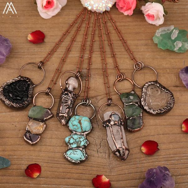 

chains healing spiritual buddha head pendant necklace for women bronze antique natural stones meditation jewelry gift dropship, Silver