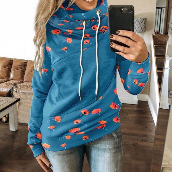 

women's hoodies & sweatshirts for girls oversized aesthetic women fashion casual flower printed long sleeve hooded sweatshirt sports, Black