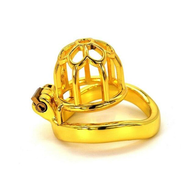 

cockrings stainless steel male chastity cage golden men locking belt restraint device c384 toys cock rings
