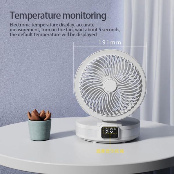 

smart home control 2021 summer charging folding 4-speed fan desklight real-time temperature with